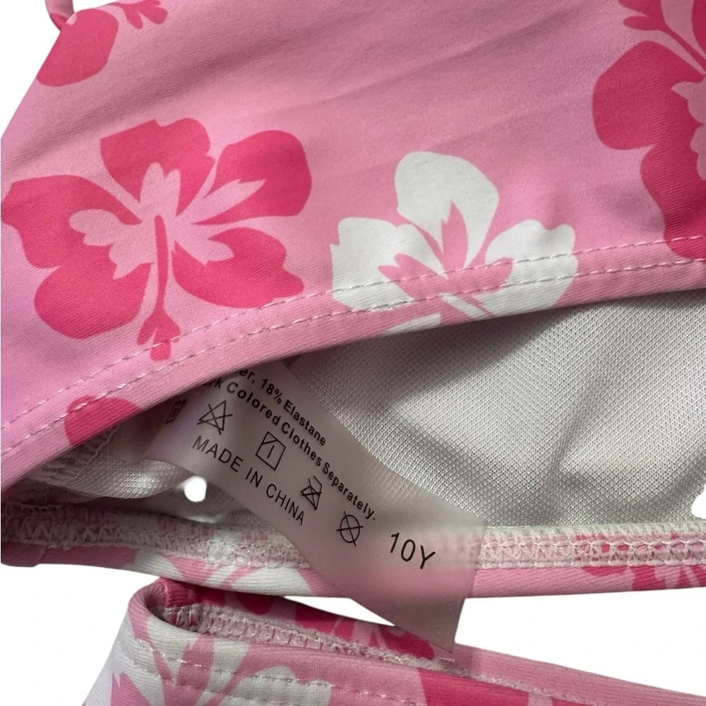Girls Pink Tropical Bikini Set